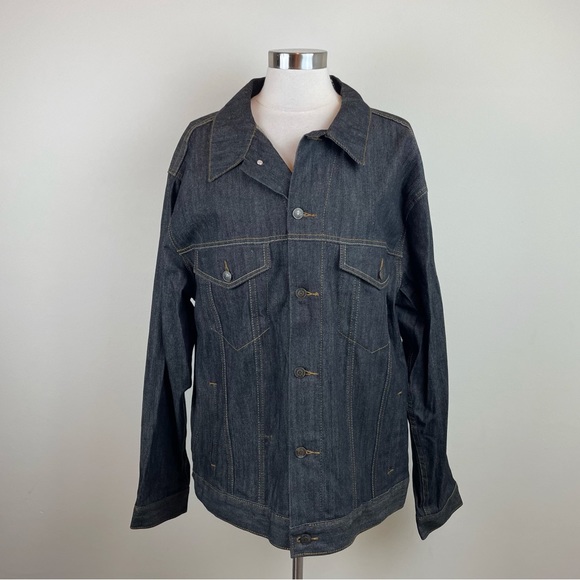 Member's Property Dark Denim Button Front Jean Jacket Men Size 2XL Casual - Picture 1 of 6